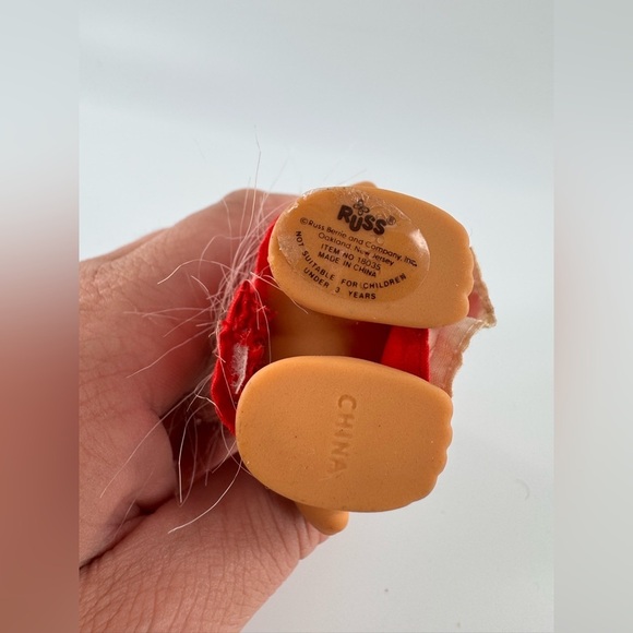 Vintage RUSS Troll Doll Christmas Holiday Mrs. Claus Santa 4" With Sticker - Picture 3 of 3